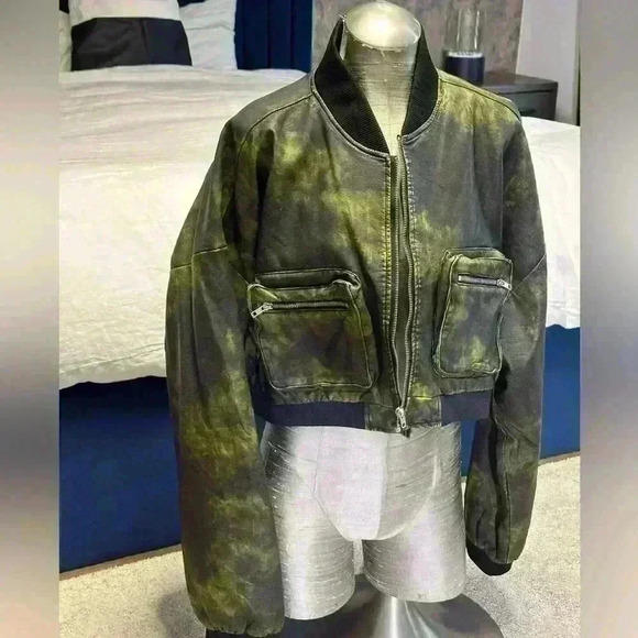 Fashion Nova Jackets & Blazers - Fashion nova olive vintage washed faux leather bomber jacket size 2x